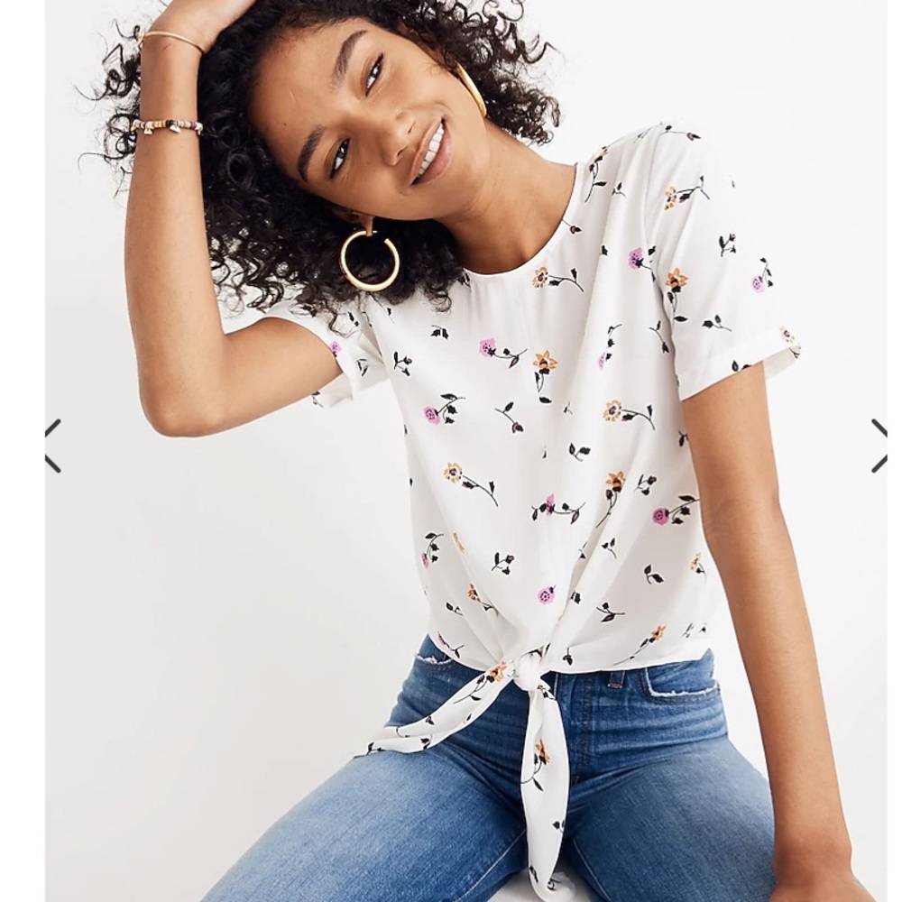 Madewell Button Back Floral Sweet Blossoms Top Size XS
